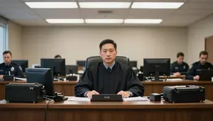 Magistrate Presiding Over Court In A Judge Chambers Office In Professional