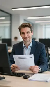 Man Finance Professional Reviewing Fund Prospectuses