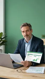 Man Investment Professional Reviewing Impact Measurement Reports
