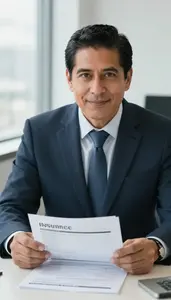 Man Investment Professional Reviewing Insurance Underwriting Data