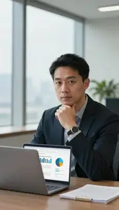 Man Investment Professional Evaluating A Startup Pitch Deck