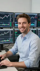 Man Investment Professional Evaluating Market Volatility