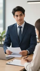 Hr Manager At Desk In Modern Office