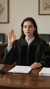 Mediator Administering Oath As In A Notary Public Office In Professional Setting