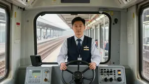 Metro Operator Operating Train Railway Inside A Subway Train Cab In Professional