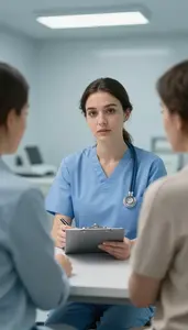 Midwife Taking Patient Medical In A Dialysis Treatment Room In Professional