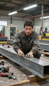 Milling Machine Assembling Steel Beams At A Steel Structure Construction Site