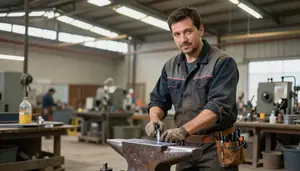 Milling Machine Forging Metal Anvil At A Steel Structure Construction Site