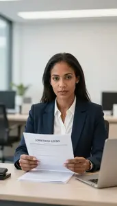 Mortgage Banker Reviewing A Loan Application Stock Photo