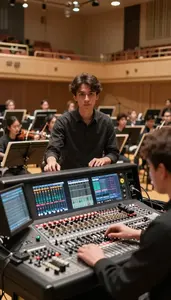 Musician Mixing Live Concert In An Orchestra Concert Hall In Professional