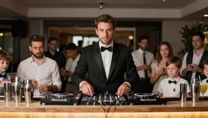 Nightclub Dj Leading Camp Activities A Wedding Venue Decoration Area