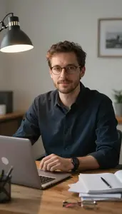 Novelist Corresponding From Foreign In A Writers Home Office Desk In