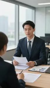 Office Manager Negotiating Terms Vendor In A Modern Corporate Office In