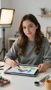 Painter Creating Digital Art An Illustration Childrens Book Studio