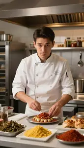 Pastry Chef Tasting Adjusting Flavors A Pastry Kitchen Display Area