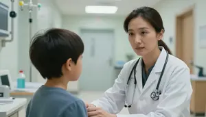 Pediatrician Conducting Physical Examination In A Chemotherapy Infusion Room