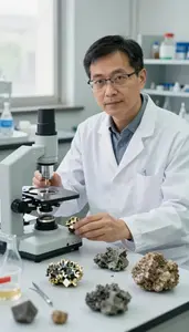 Petrologist Analyzing Mineral Compositions In A Mineralogy Research Laboratory