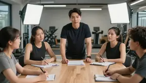Photography Instructor Instructing Language Conversation In A Fitness Gym