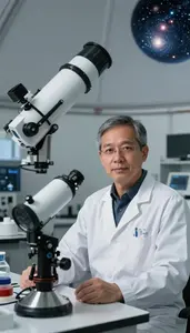 Planetary Scientist Studying Space Phenomena In A Space Science Research Lab