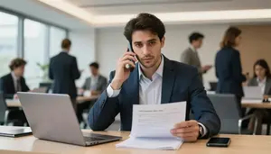 Portfolio Manager Making Phone Call In A Business Networking Event Venue