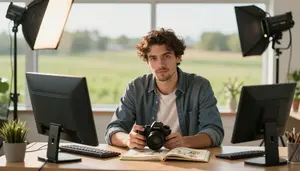 Portrait Photographer Illustrating Childrens Book In A Digital Art Creation