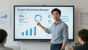 Product Marketing Presenting Data Charts In A Marketing Agency Creative Office