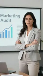 Professional Marketing Consultant Collaborating With Team