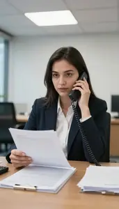 Public Relations Specialist Making Phone Call Law Firm Conference In