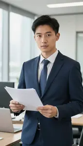 Quality Assurance Manager Reviewing Documents In Office