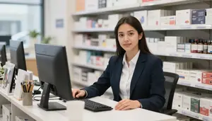 Sales Associate Selecting Products Retail At A Customer Service Desk In