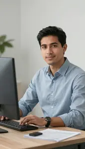 Securities Analyst Researching Emerging Market Opportunities Stock Photo