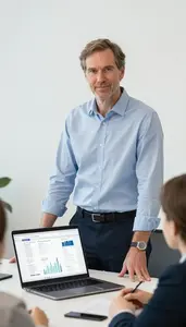 Securities Analyst Presenting Investment Thesis To Team Stock Photo