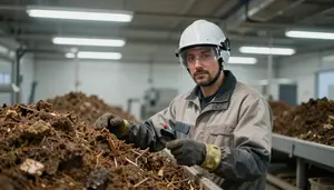 Solar Energy Technician Monitoring Composting Operation Composting Facility