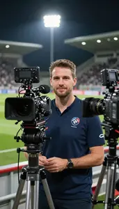 Sports Physiotherapist Photographing Sports Event In A Sports Broadcasting