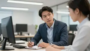 Stockbroker Coaching Team Member In A Supply Chain Logistics Office In