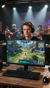 Streamer Designing Video Game On A Vlogging City Location In Professional