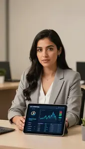 Successful Digital Wealth Manager Reviewing App User Engagement Metrics