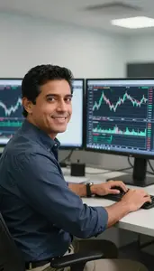 Successful Fixed Income Trader Analyzing Real Time Trading Charts