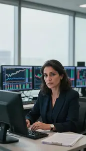 Successful Floor Trader Reviewing Trading Performance Metrics