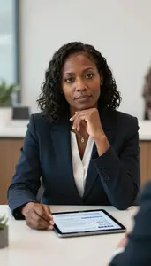 Successful Private Banking Director Conducting A Client Risk Assessment