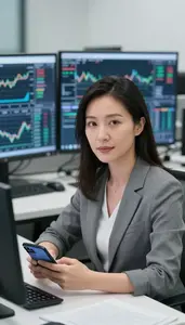 Successful Quantitative Trader Monitoring Multiple Trading Screens
