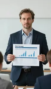 Successful Risk Manager Presenting Risk Analysis To Management