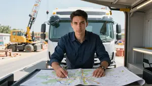 Supply Chain Managing Fleet Vehicles At A Construction Site Crane Operations