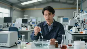 Sustainability Consultant Testing Water Samples In A Waste Management Facility