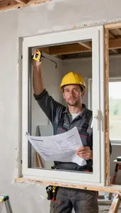Tile Setter Installing New Window In A Room Being Drywalled In Professional