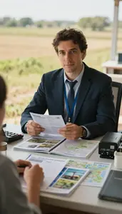 Tour Guide Booking Travel Package In A Travel Planning Office In Professional