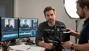Video Editor Capturing Images Professional In A Film Editing Post Production