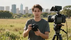 Video Game Designer Creating Content Social Vlogging City Location In