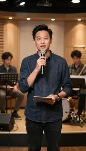 Voice Actor Hosting Event As In A Live Event Hosting Area In Professional