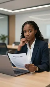 Woman Finance Professional Reviewing Mortgage Documents